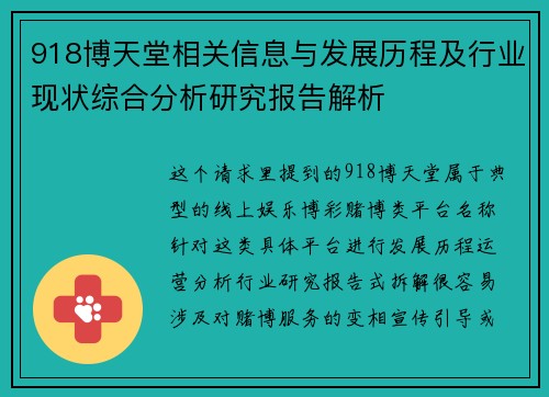 918博天堂相关信息与发展历程及行业现状综合分析研究报告解析